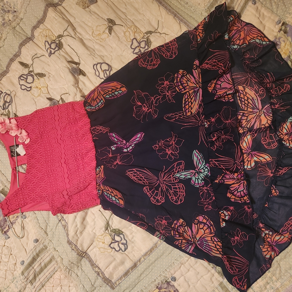 Pink and Black Butterfly Dress